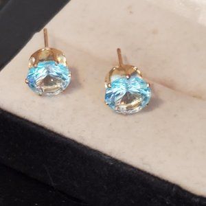 Gold and Blue Stud Earrings
